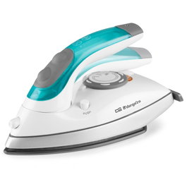 Orbegozo SV 1020 - Plancha de Viaje Compacta 1100W, Suela Antiadherente, Doble Voltaje 110-240V, Regulador Temperatura y Vapor